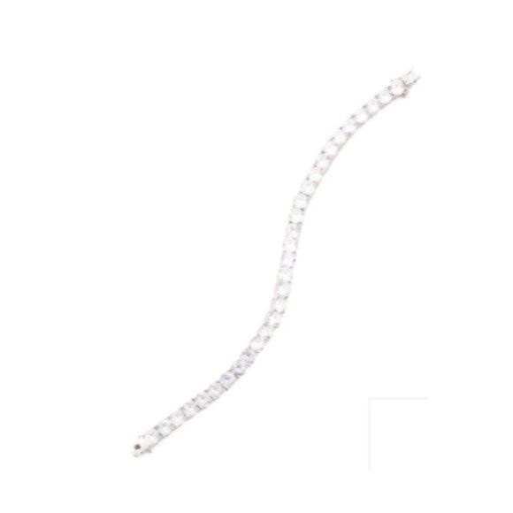 KENNETH JAY LANE Rhodium Plated Round CZ Tennis Bracelet CZ 7" long - Picture 4 of 12